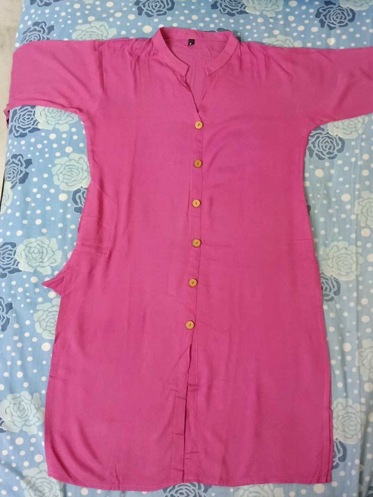 Pink Button-Down Kurti