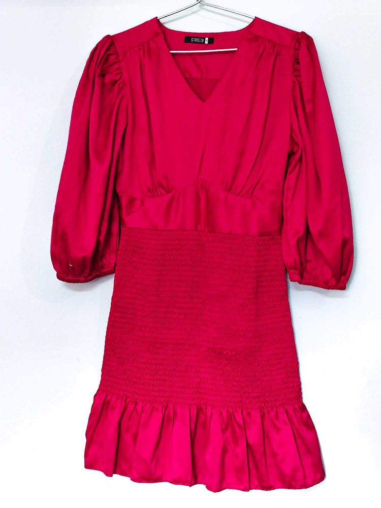 Chic Satin Red Mini Party Dress