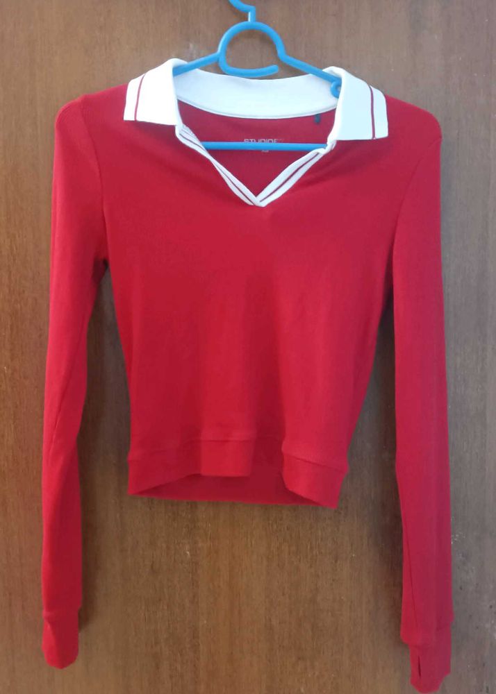 Westside Fitted Red Crop Top