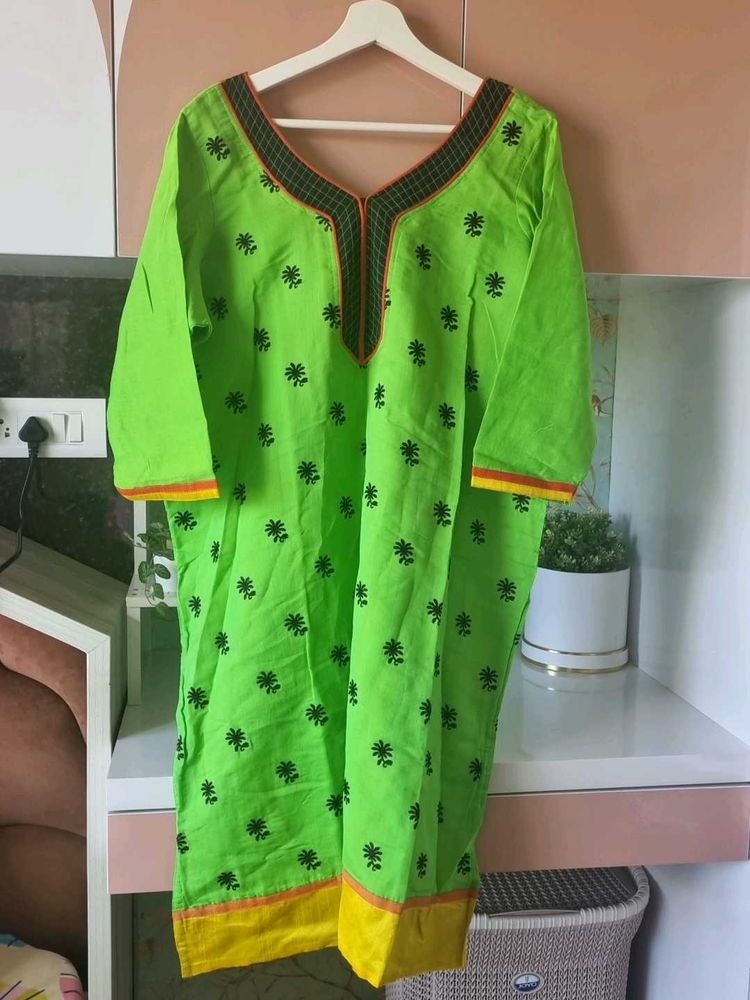 4XL Embroidery Beautiful Cotton Straight Kurti 😍