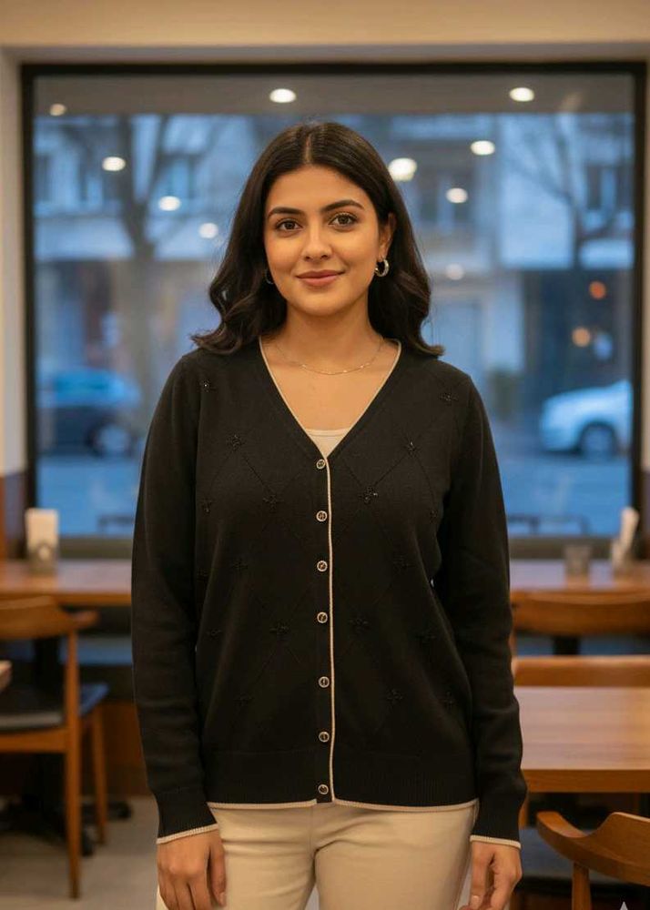 Imported Elegant Black Cardigan