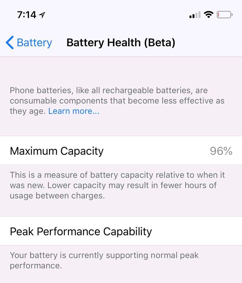 iPhone Battery Health 96%
