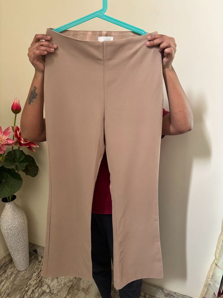 H&amp;M Beige Flared boot cut pants
