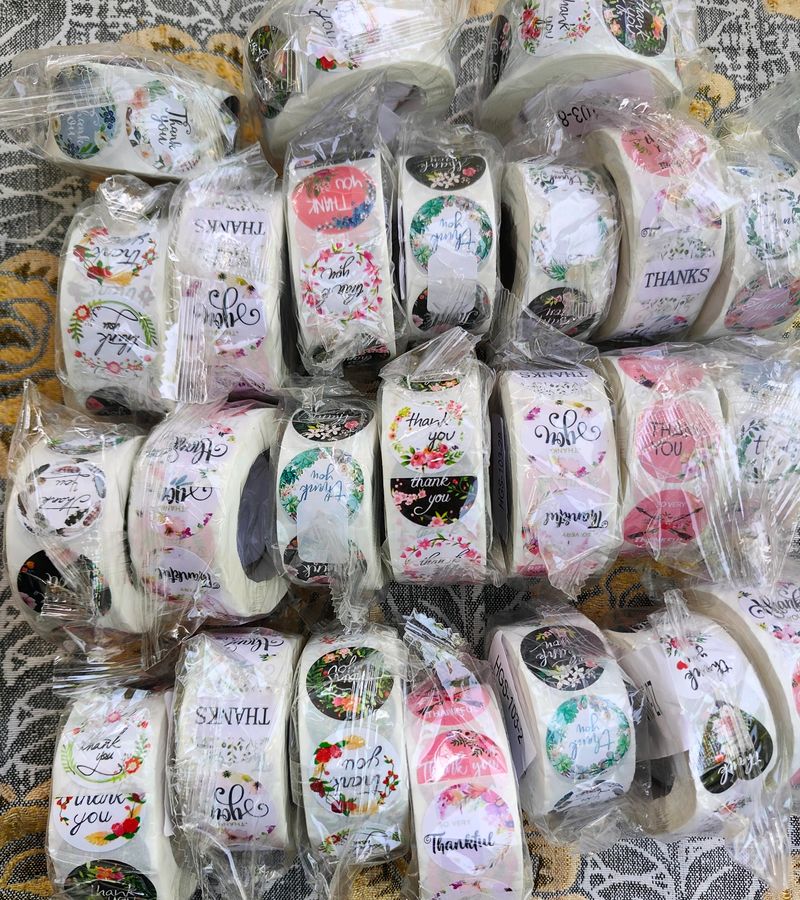 Floral Thank You Stickers - Bulk Rolls