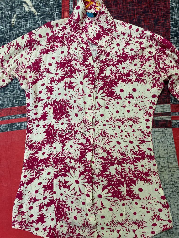 Pink Floral Women Shirt