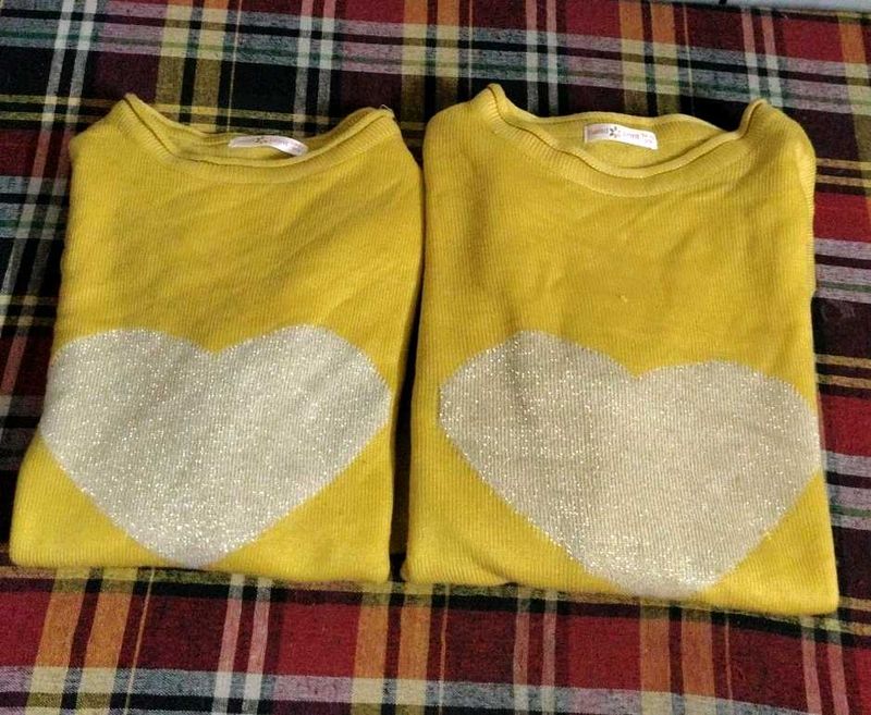 Yellow Color Sweat Shirts 2 In Numbers