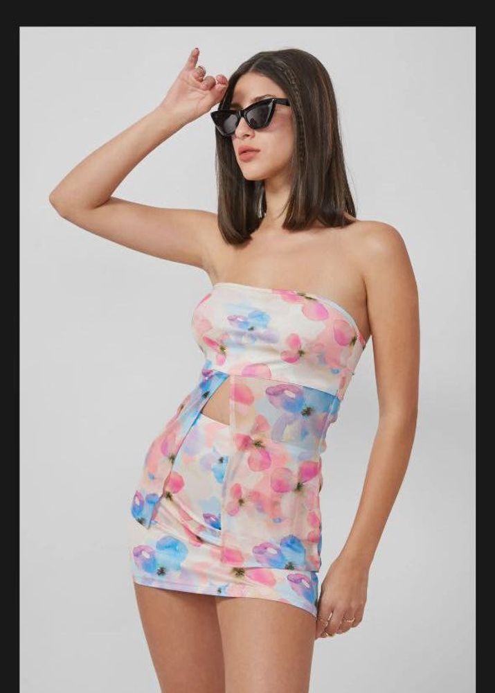 newme cord Floral Mini Dress