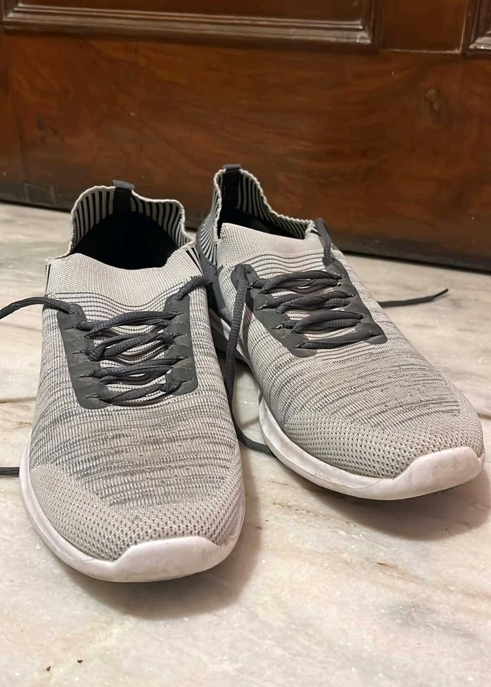 Grey Knit Sneakers For Men