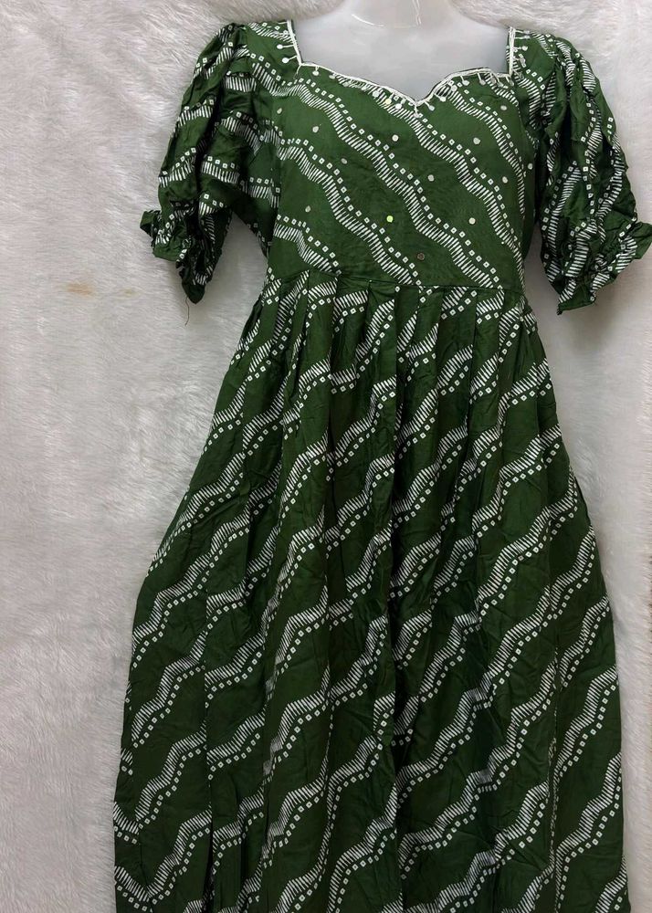 Green Printed Maxi Dress