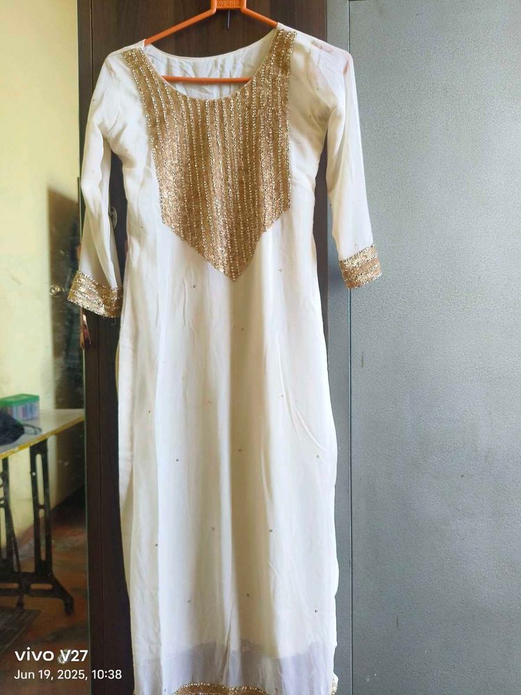 Hand Work Kurta With Plazzo &amp; Dupatta