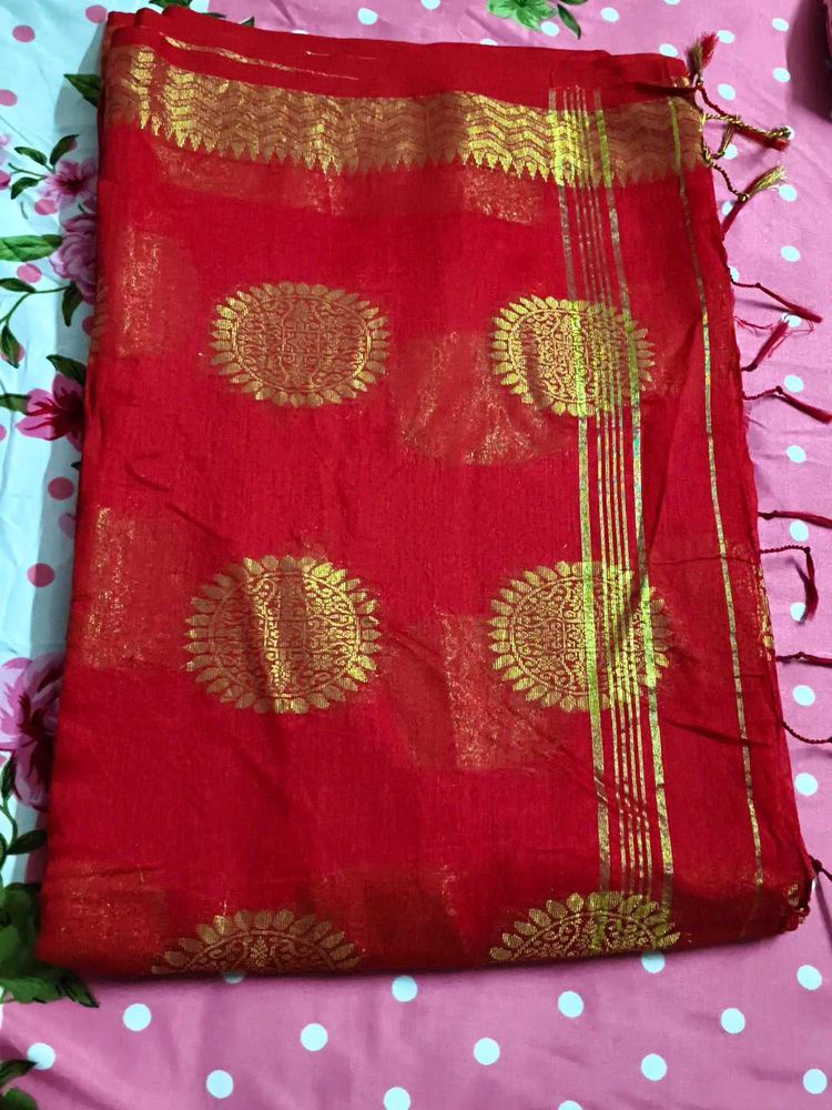 Red &amp; Gold Saree