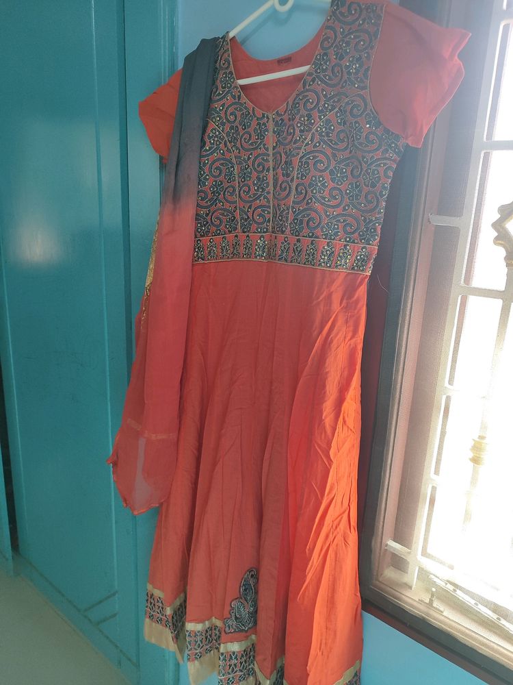 2025 SALE!!! Cotton Anarkali Gown With Dupatta