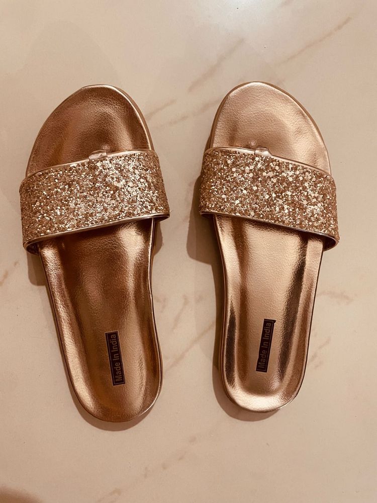 Rose Gold Embellished Flats