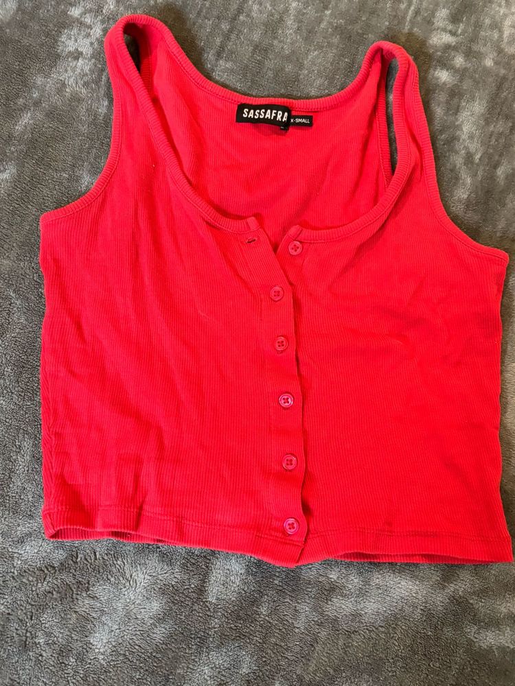 Sassafras Red Button Tank Top