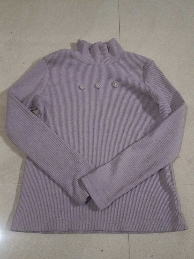 Lilac Ribbed Knit Top