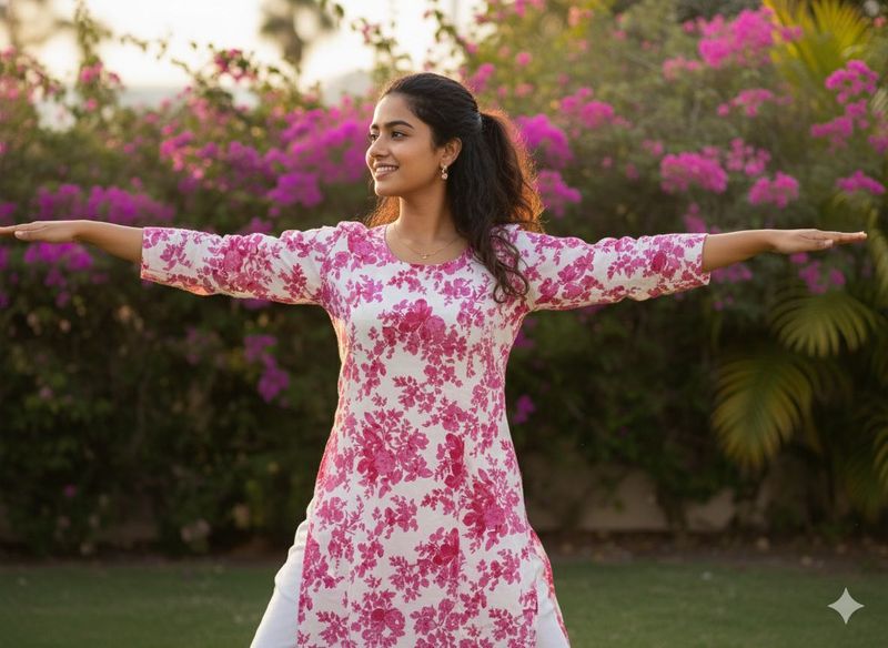 Floral Print Kurta for daily wear short kurti flar