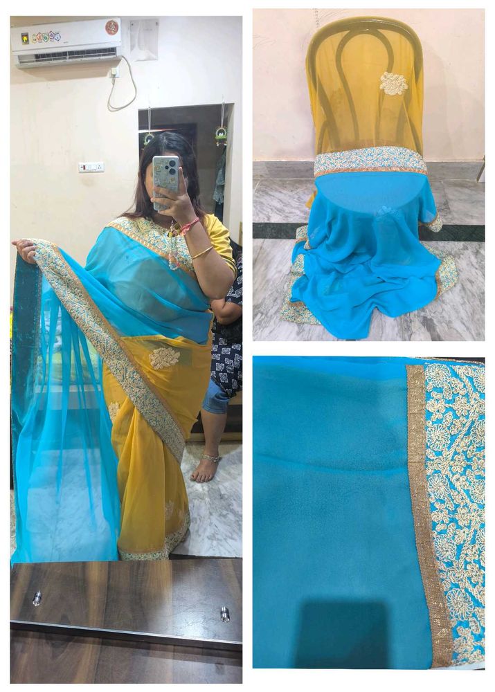 Elegant Blue &amp; Beige Saree