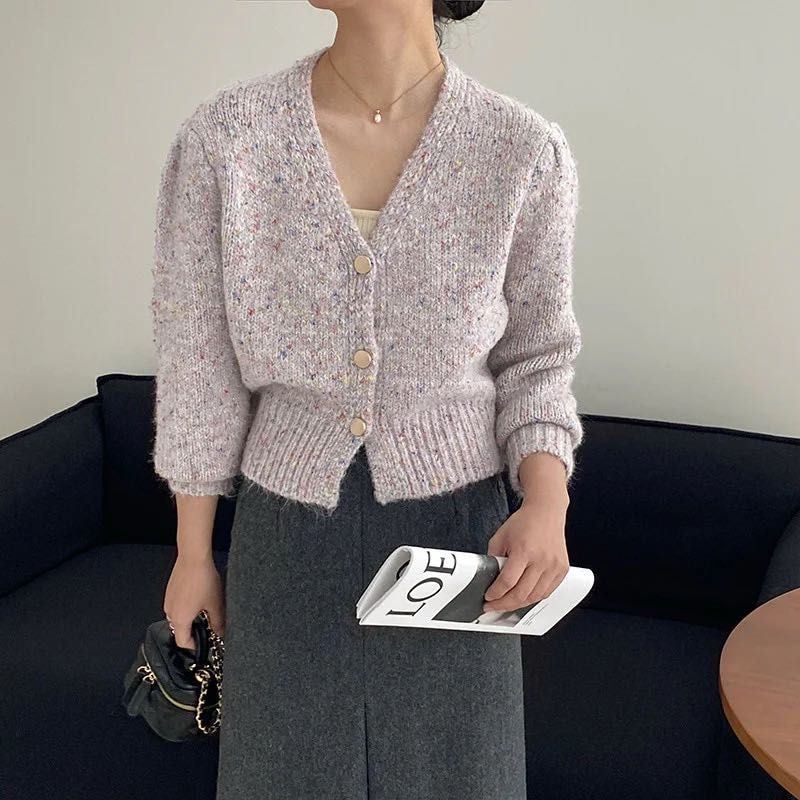 Mixed Yarn Korean Style Cardigan