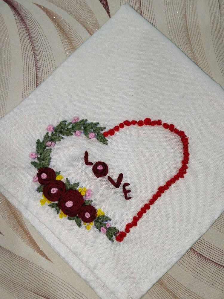Hand Embroidered Love Handkerchief