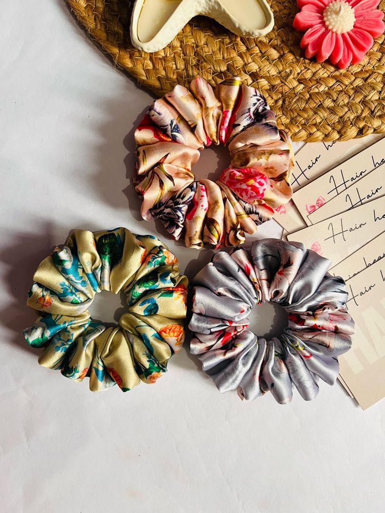 Printed Satin Scrunchies