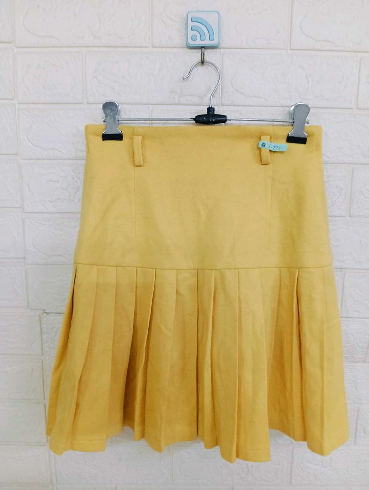 Pleated Yellow Mini Skirt