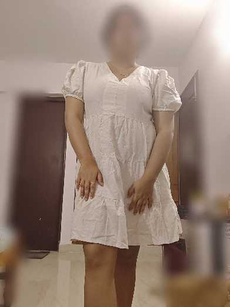 Zudio White Tiered Mini Dress