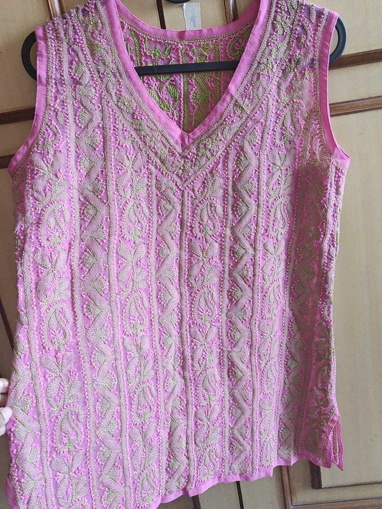 Embroidered Sleeveless Top