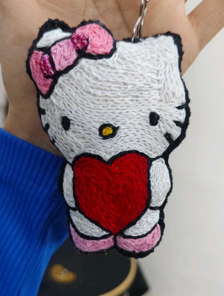 Hello Kitty Embroidery Keychain
