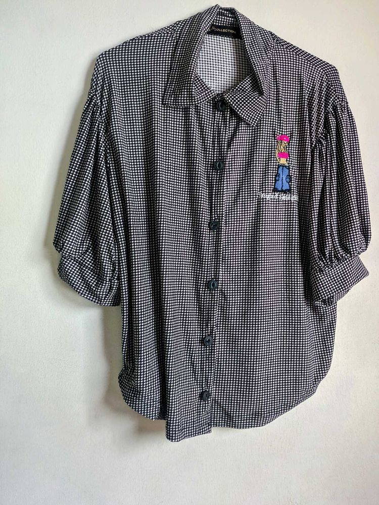 Black And White Checks Casual Wear Shirt