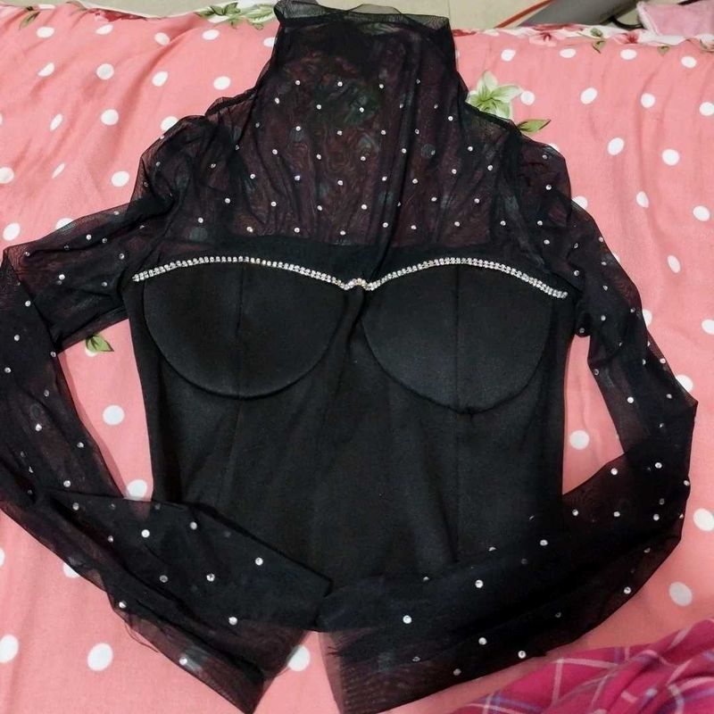 Sheer Embellished Top