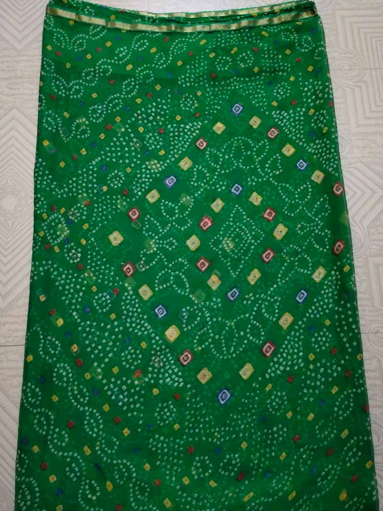 Green Bandhani Print Fabric