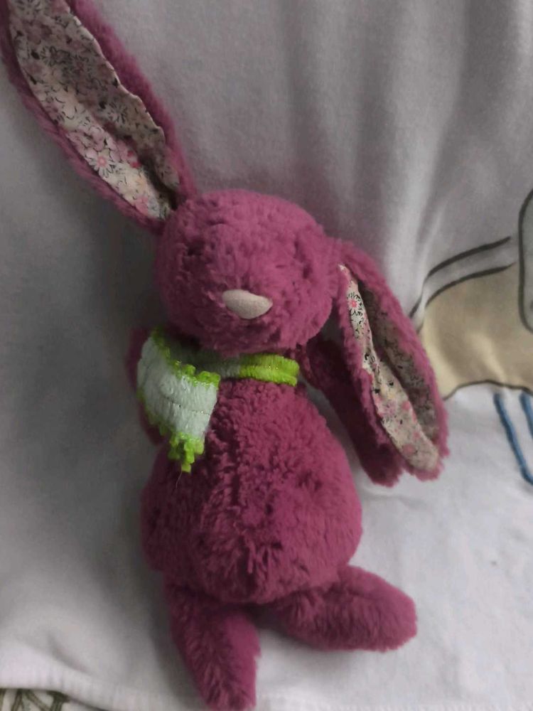 Purple Plush Bunny with Scarf