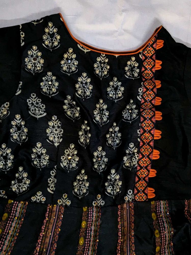 Embroidered Trendy Charcoal Black Dress