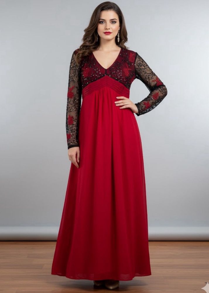 Athena Elegant Red Maxi Dress