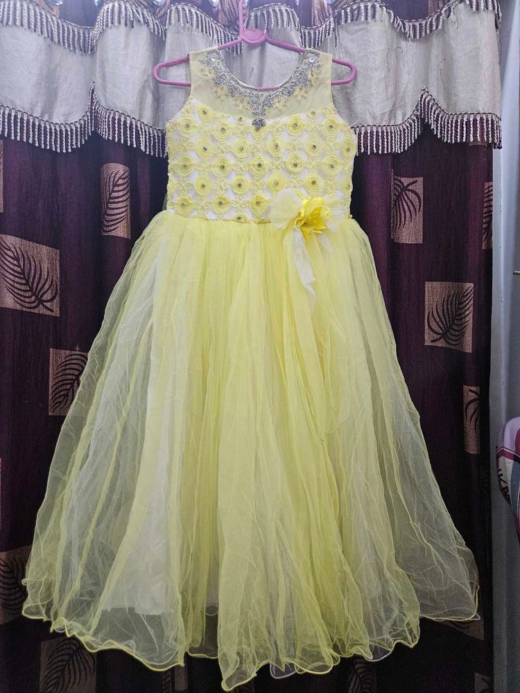 Yellow and White Ball Gown For Kids 💛