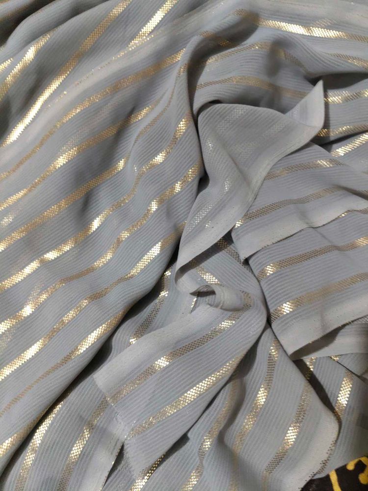 Beautiful Satin Georgette Grey Fabric 2.5