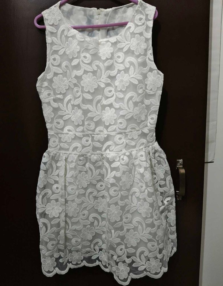 White Floral Lace Dress