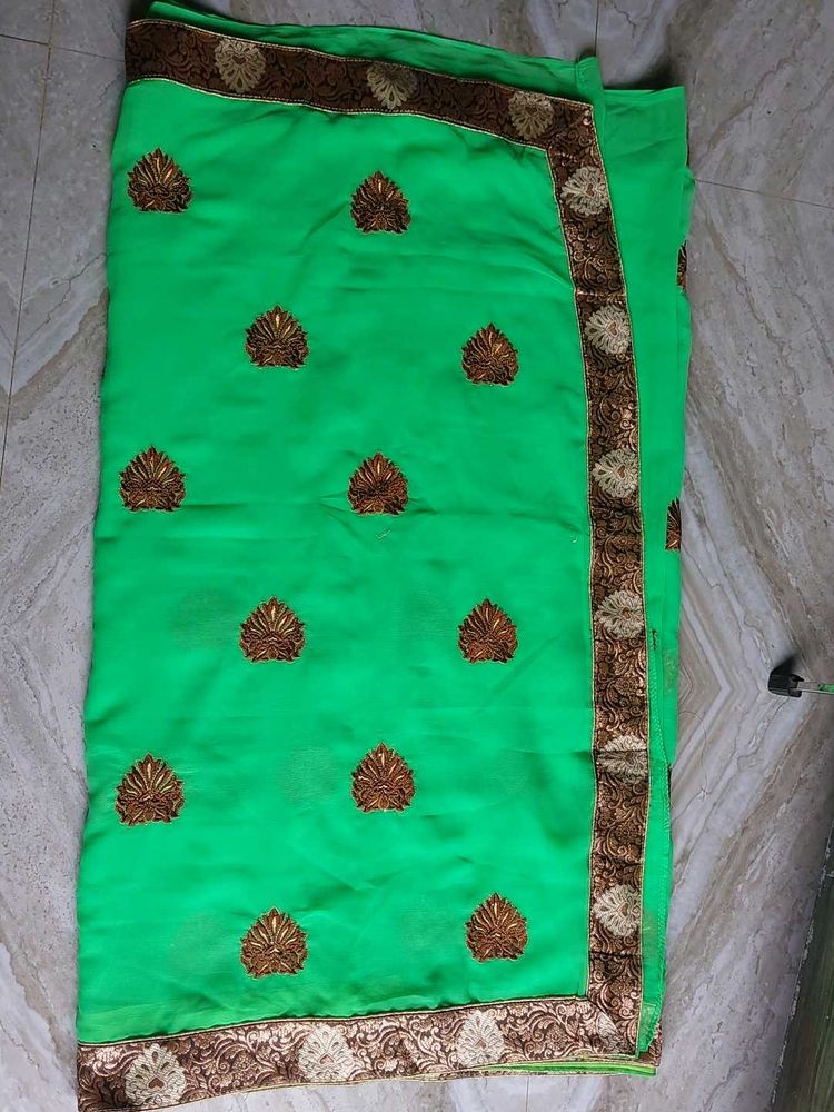 Green Embroidered Saree