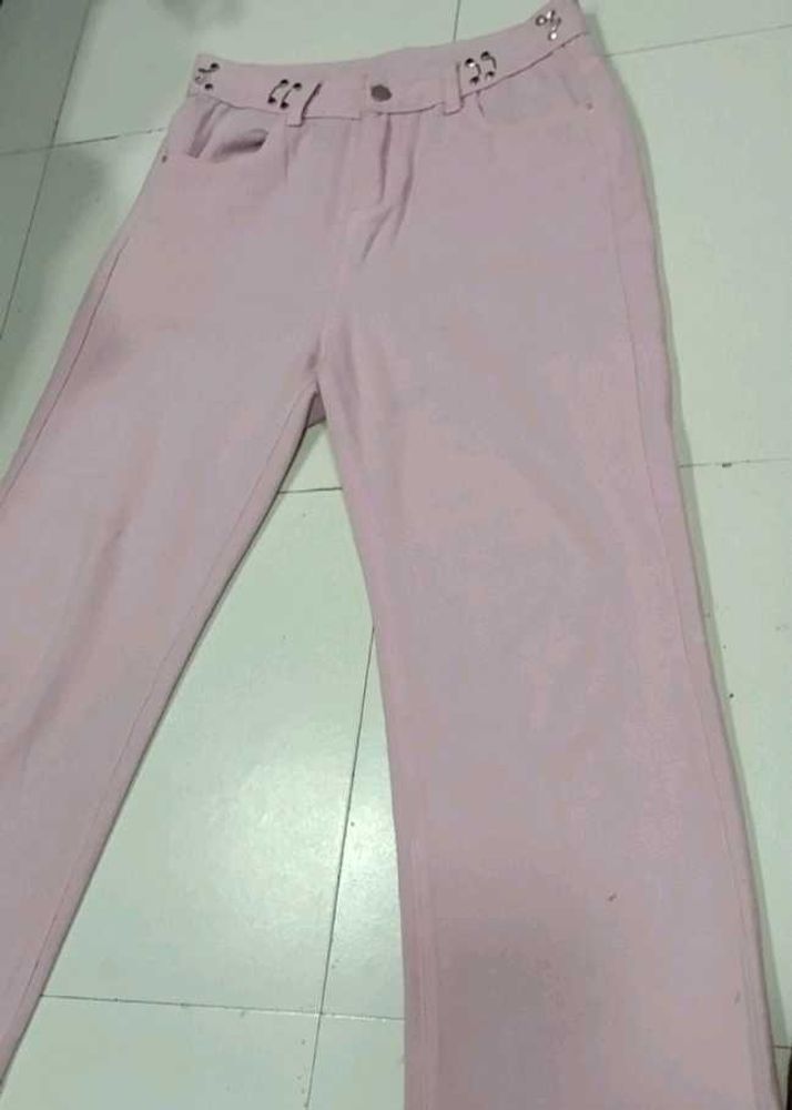 Pink Wide Leg Jeans