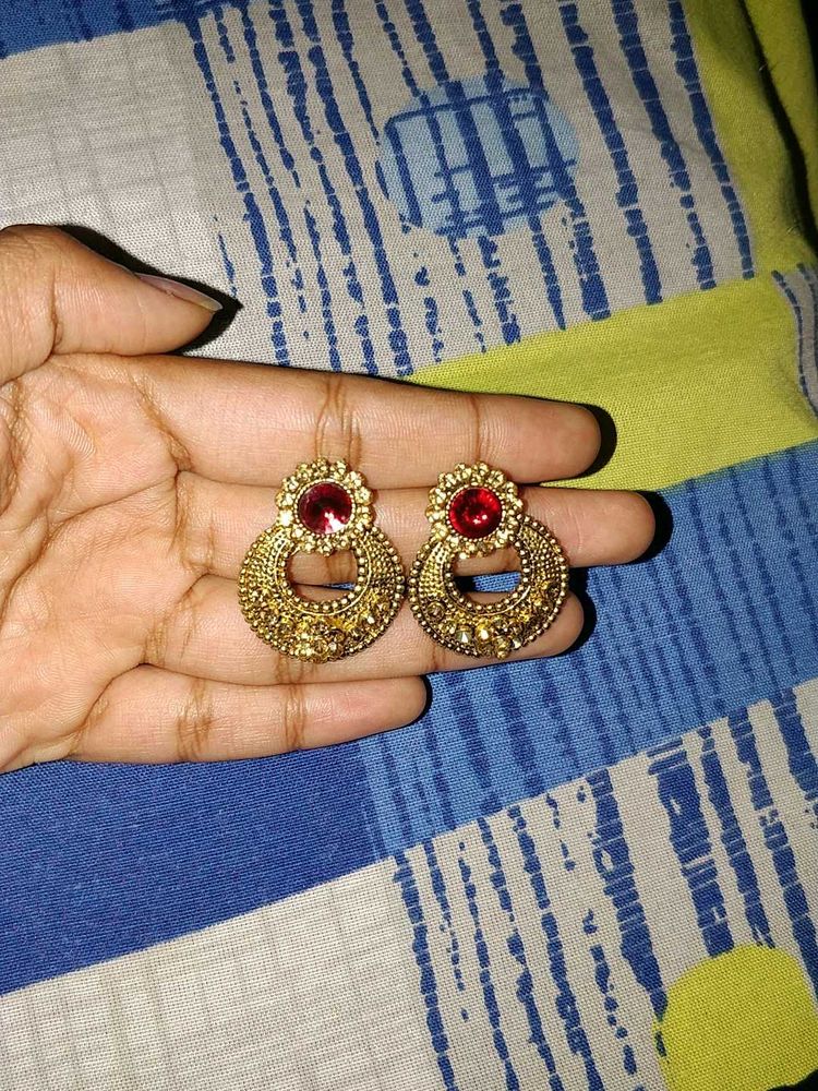pink&amp; Gold Statement Earrings