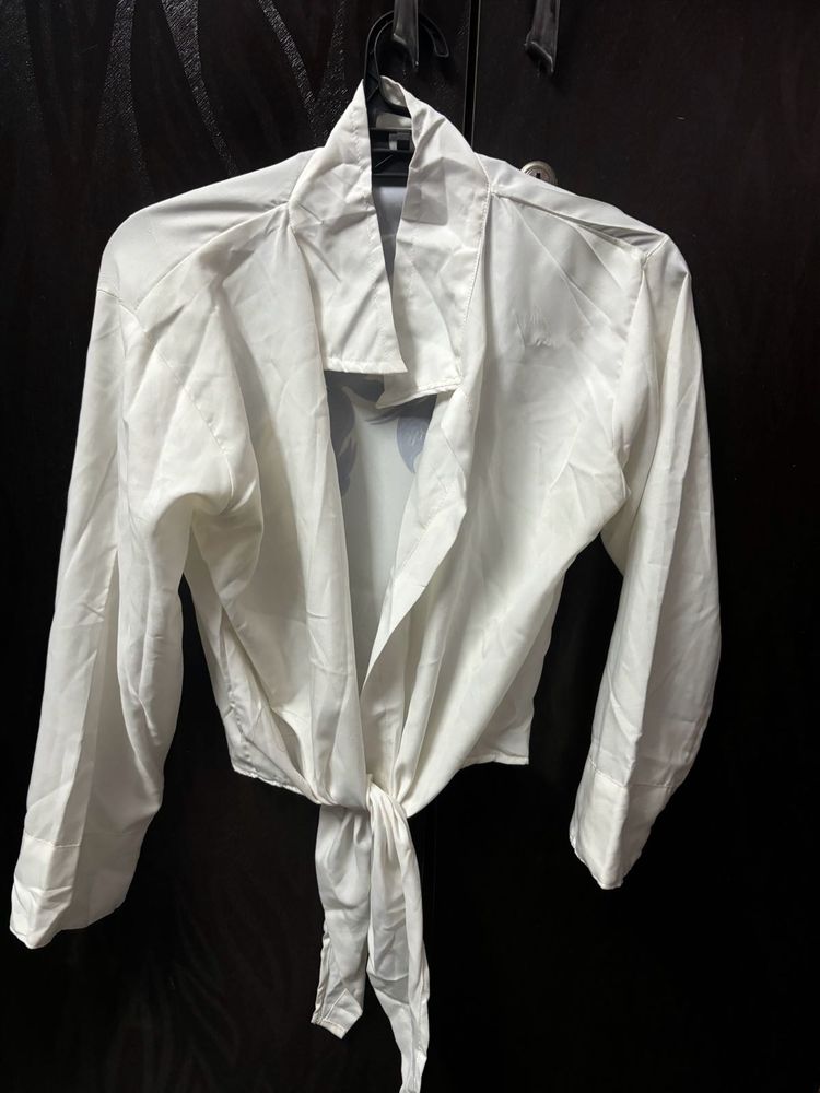 White Crop Shrug