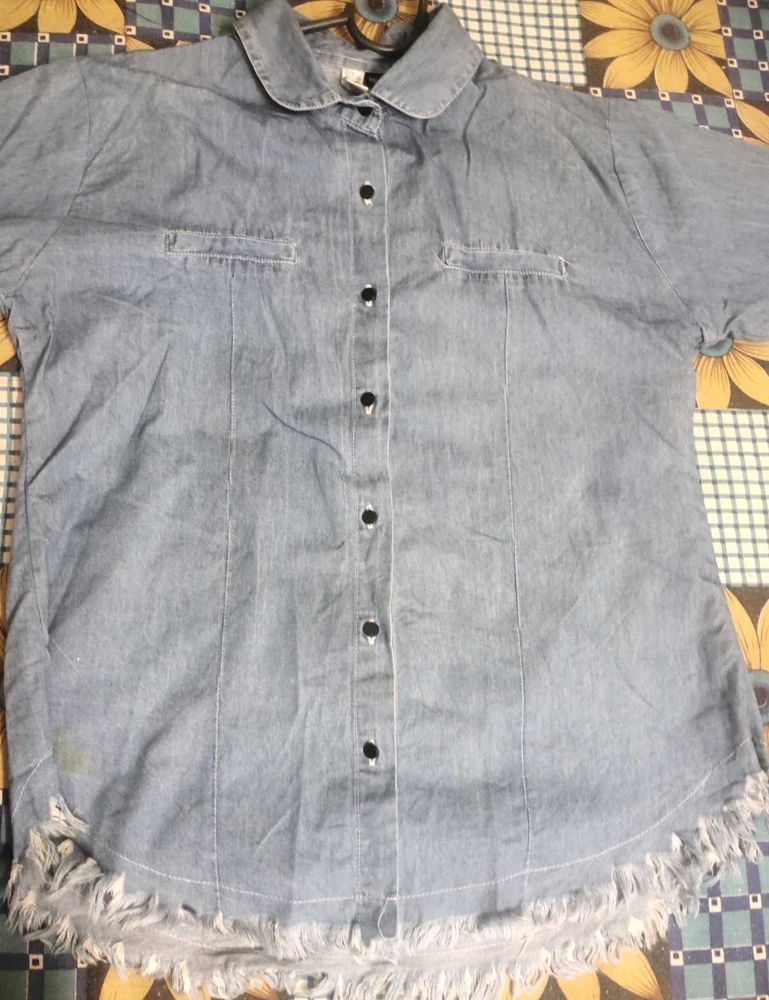 Denim Fringed Shirt