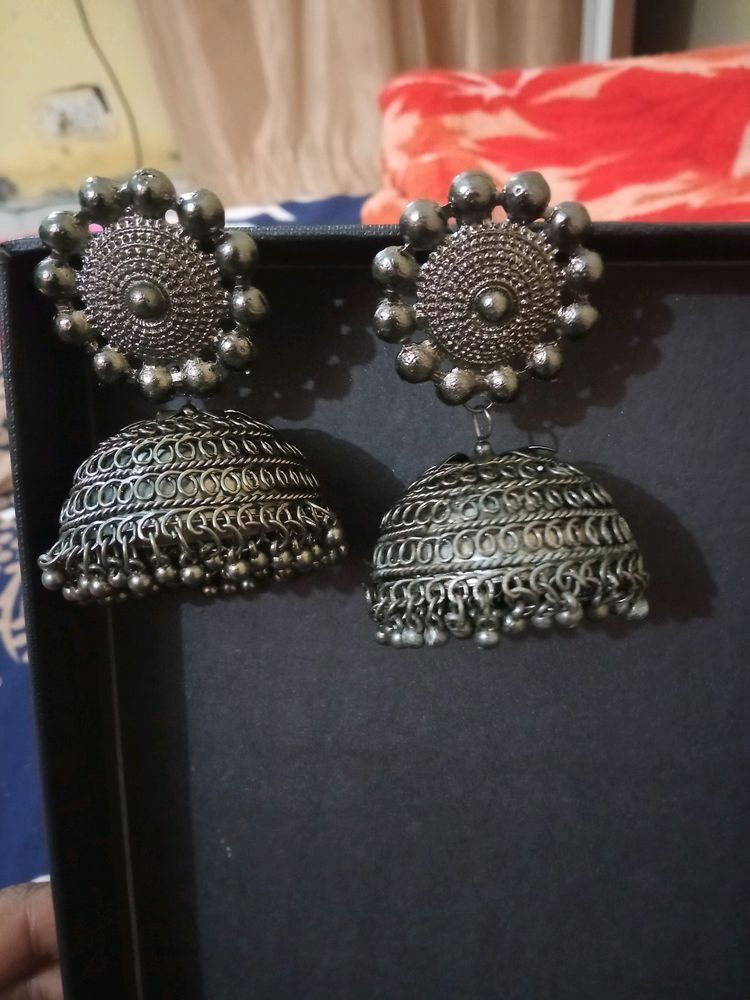 Oxidized Silver Jhumkaa
