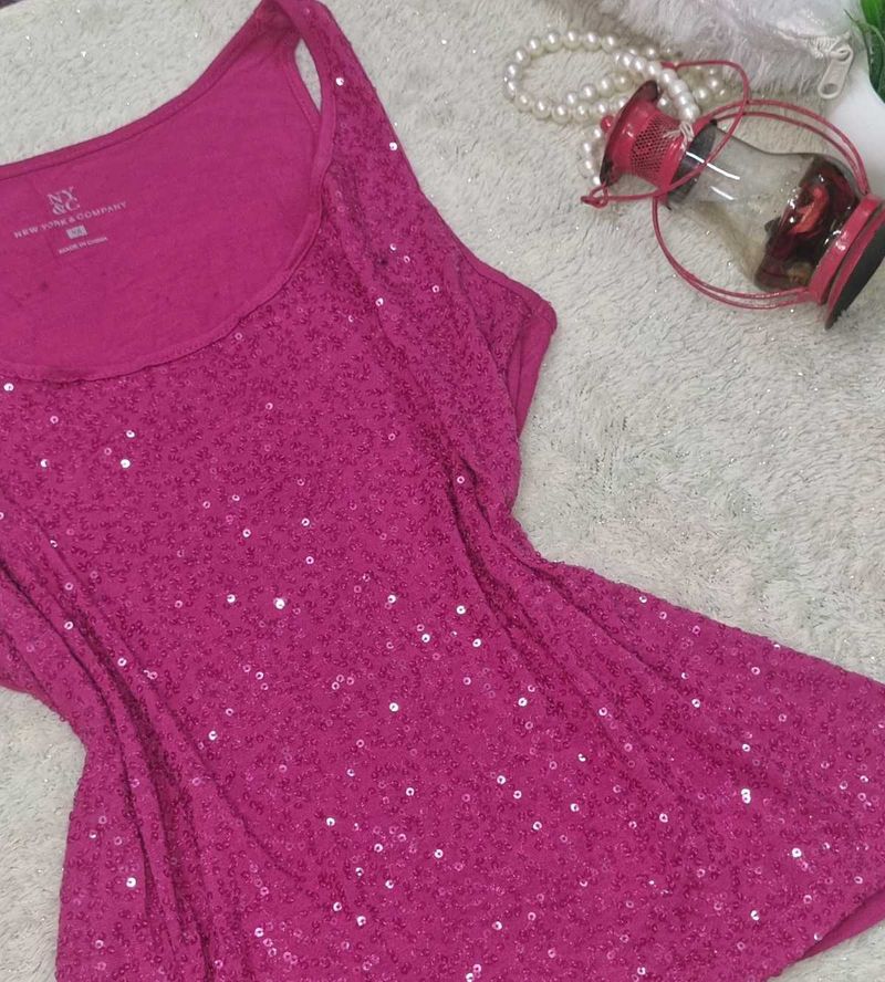 Y2k sequin Pink Tank Top