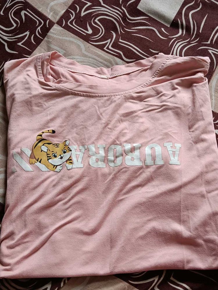 Oversized Pink Aurora Tiger Graphic Tee