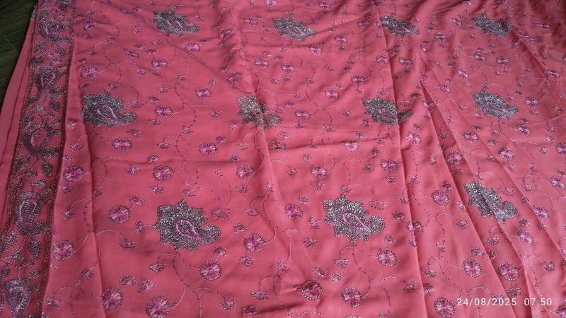 Pink Embroidered Saree