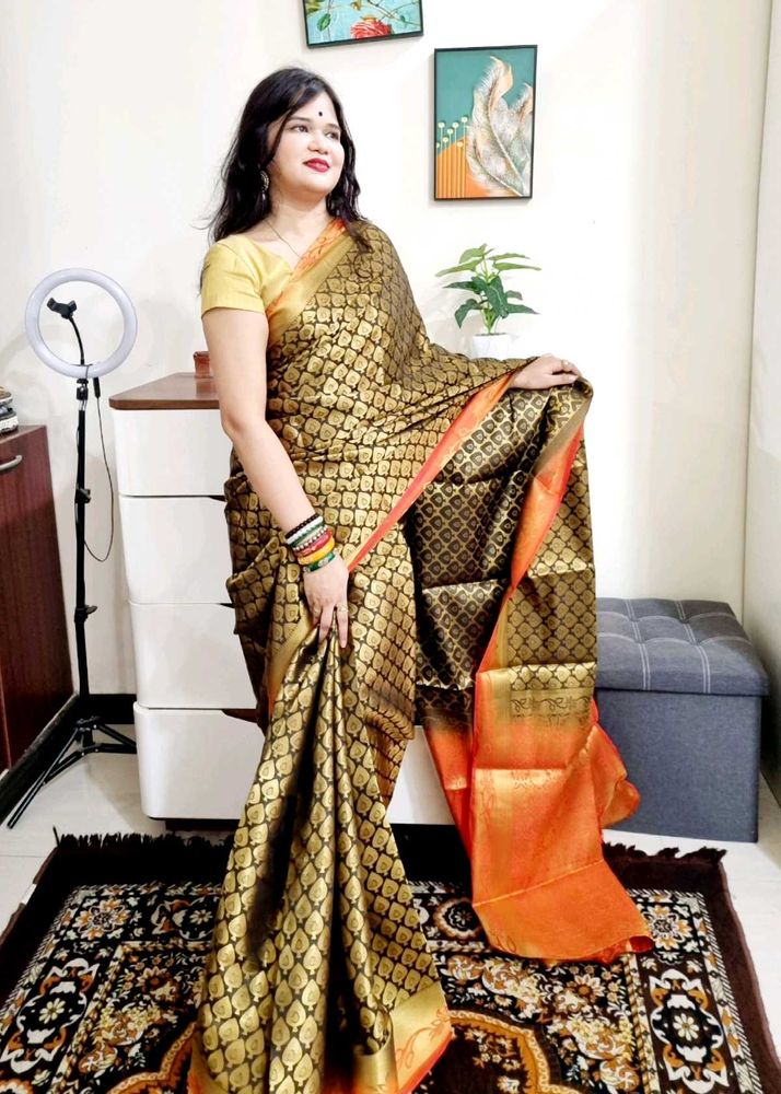 Semi KANJEEVARAM BLACK SAREE
