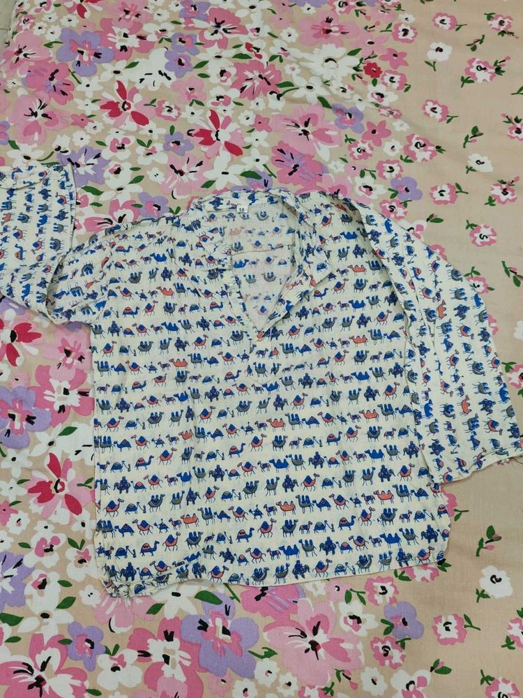 Camel Print Long Sleeve Top