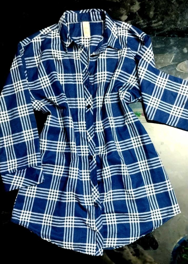 Diya Branded New Checks Shirt Navy Blue