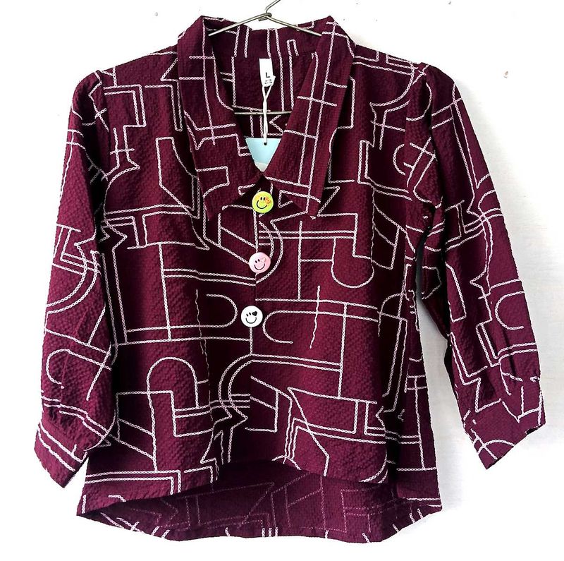 Abstract Print Button-Down Top